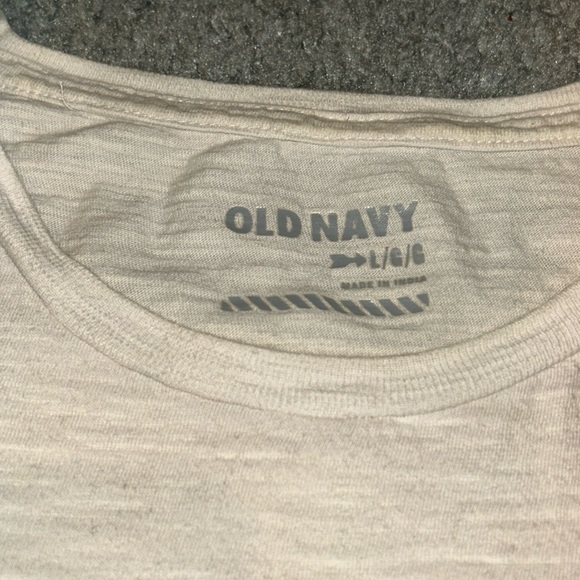 Old Navy Shirt Mens Large White Blue Striped Short Sleeve Pocket Tee Casual Top - Picture 7 of 13